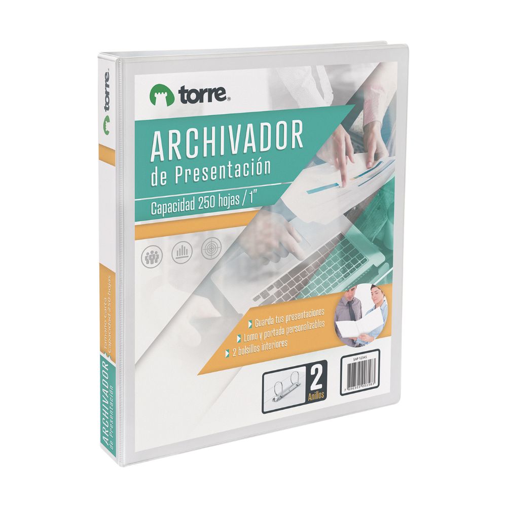 ARCHIVADOR VINIL BLANCO CARTA ANILLOS 250 HOJAS (1") UD