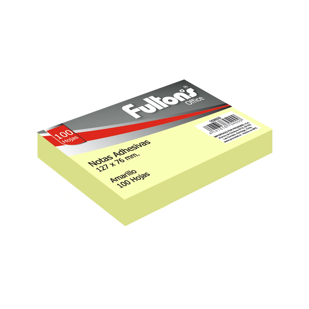 NOTA ADHESIVA PAPEL AMARILLO 127X76 MM 100 HJS UD