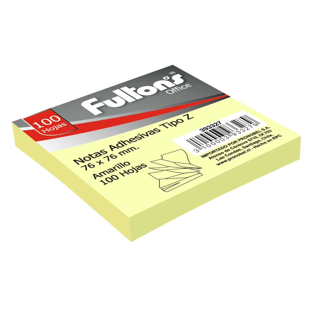 NOTA ADHESIVA PAPEL AMARILLO TIPO Z POP-UP 75X75MM 100 HJS UD