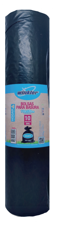 BOLSA BASURA NEGRA GRANDE 110x120 (200 lts) Rollo 10 UDS