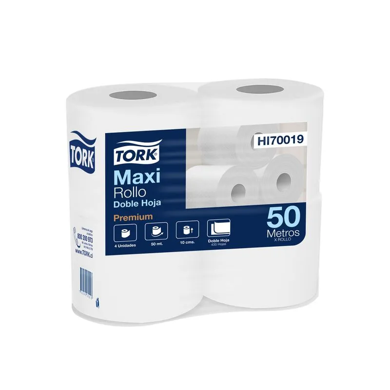 HIGIENICO PREMIUM ROLLO D/H 4 Rollos x 50 m - TORK HI70019