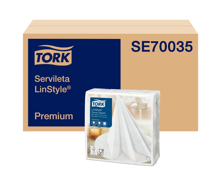 SERVILLETA PREMIUM LINSTYLE BLANCA 12 paq. x 50 unid 39x39CM SE70035