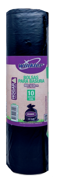 BOLSA BASURA NEGRA GRANDE 80x110 (120 lts) Rollo 10 unid - WINKLER