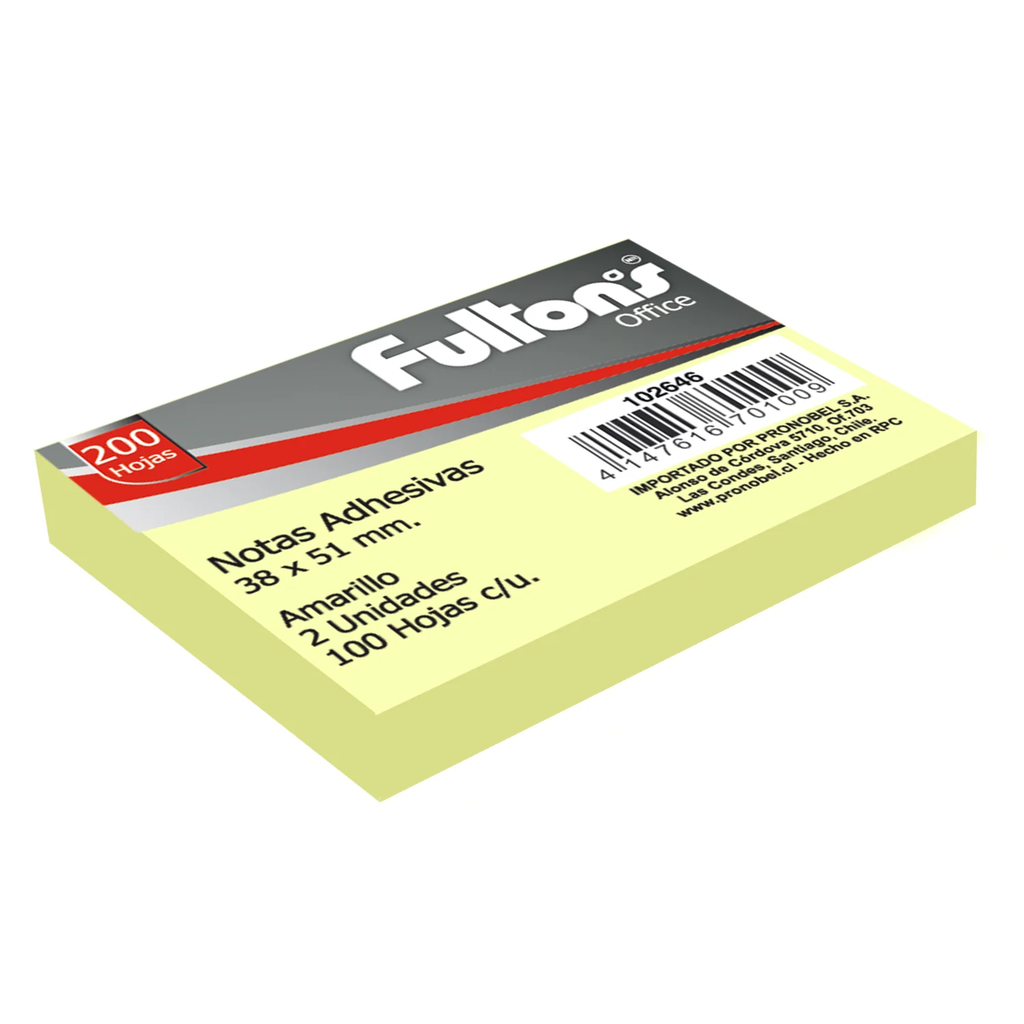 NOTA ADHESIVA PAPEL AMARILLO 15-38X50-38X50-38MM 200 hojas 1 unid - FULLTONS