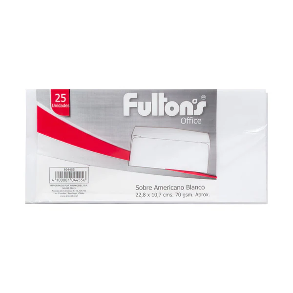 SOBRE AMERICANO BLANCO 70 g 1 unid