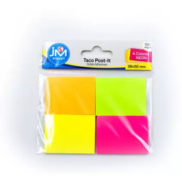 [OF91JM107] NOTA ADHESIVA PAPEL MULTICOLOR = 4 COLORES NEÓN 15-38 MM X50MM 100 hojas 1 unid - JM