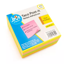 [OF91JM147] NOTA ADHESIVA PAPEL MULTICOLOR = 4 COLORES NEÓN 75-76X75-76MM 400 hojas 1 unid - JM